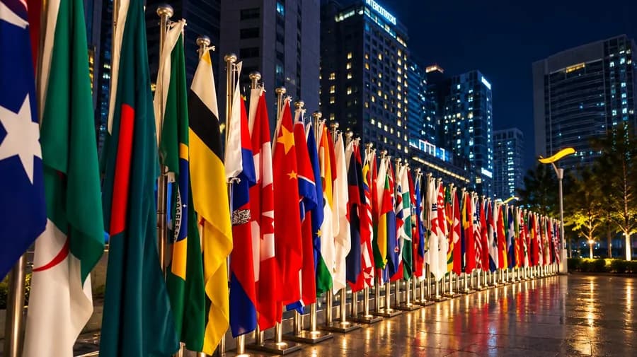 Les drapeaux de plusieurs pays alignés